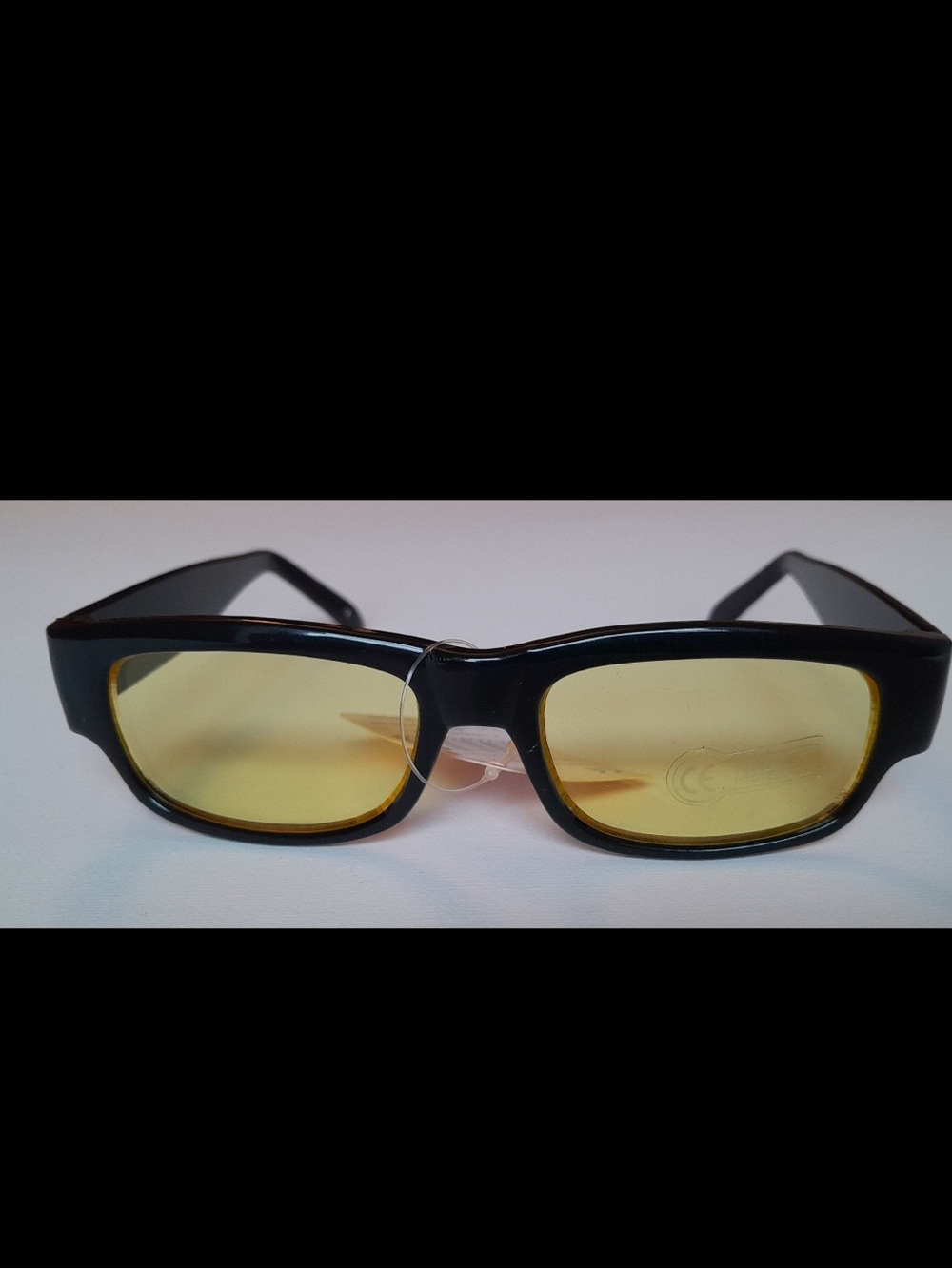 True vintage 1990’s Black Frame Glasses with Yellow Tinted Lenses - Picture 2 of 7